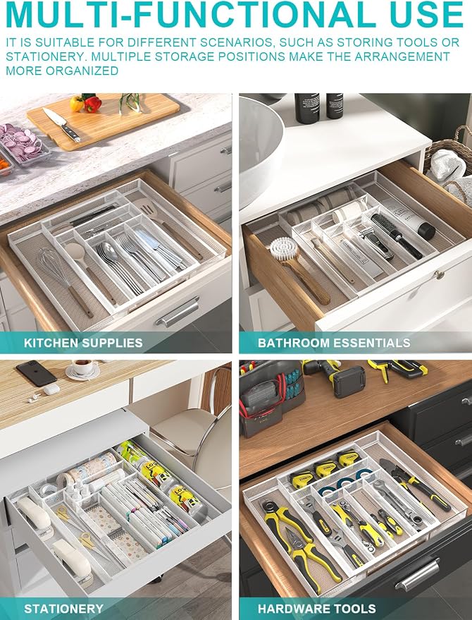 Silverware Organizer Metal Mesh, Large Drawer Organizer, Utensil Cutlery Tray - Image 6