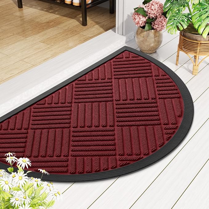 Smiry Half Circle Front Door Mat Outside Entrance, Heavy Duty Outdoor Indoor - Image 8