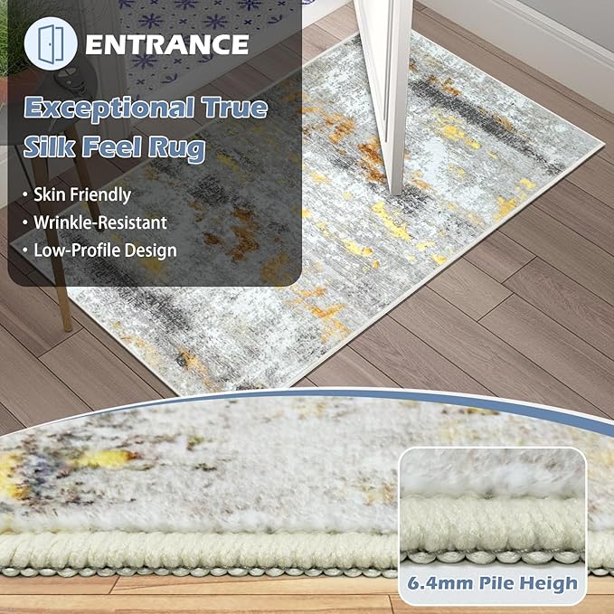 Runner Rug Washable 3x69 FT, Non Slip Rubber Backing Abstract Carpet, Soft Area Rugs for Bedroom Kitchen Hallway Entryway Bathroom, Customized