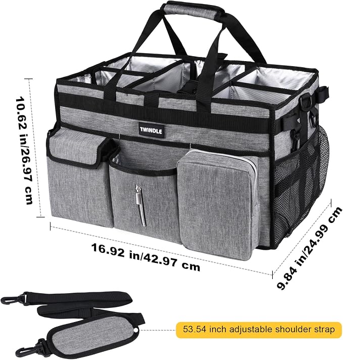 Large Cleaning Caddy Bag with Rigid Support Board, Cleaning Organizer Tote with - Image 7