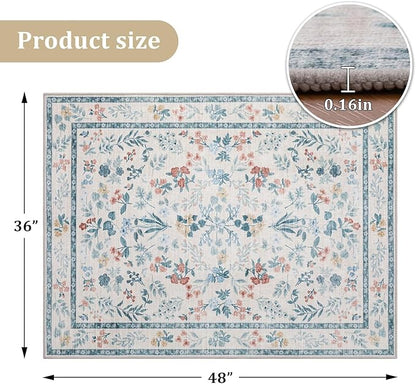 chakme Office Chair Mat for Hardwood Floor, 48"x36" Easy Glide Computer Desk Mat Protector for Rolling Chair Under Desk Rug Nonslip Backing, Machine Wash, (Floral)