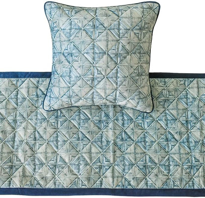 The HomeCentric King/Queen/Twin Blue Designer King 90"x18" Bed Runner Without Pillow Cover, Indigo, Printed & Quilted Bed Scarf on Suede Fabric - Indigo Centric