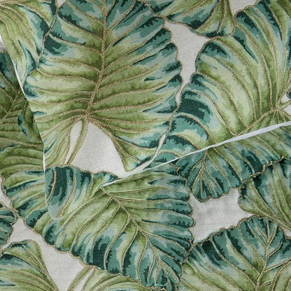 The HomeCentric Decorative Designer Handmade Bed Runner Without Pillow Cover, 68 x 18 Inch Designer Full Size Bed Scarf in Printed Linen & Embroidery Bed Linen Foot Warmer Home - Tropical Feeling