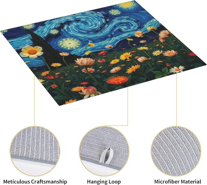 Starry Night Flowers Dish Drying Mat - Image 4