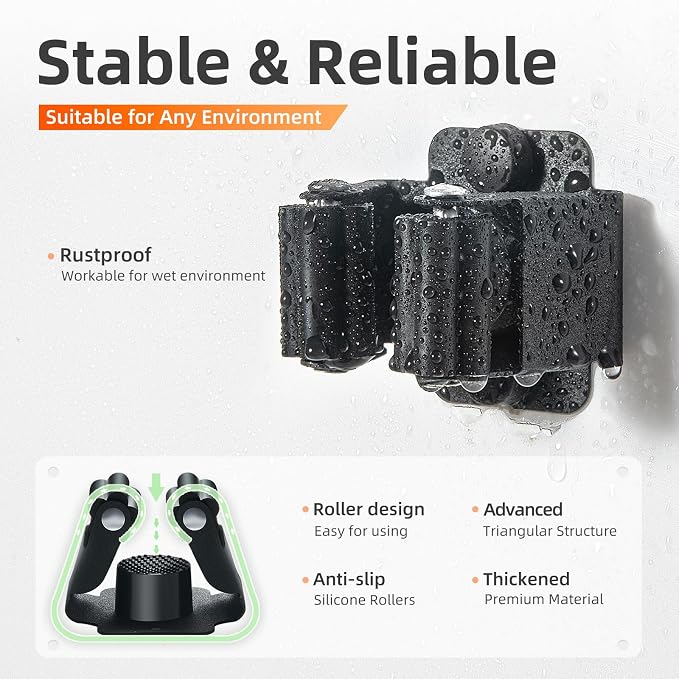 12 PCS Broom Holder Wall Mount, Upgraded Heavy Duty Mop and Broom Holder Wall - Image 2