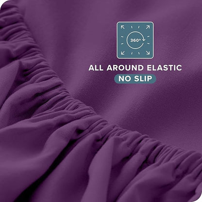 Bare Home Twin XL Sheet Set - College Dorm Size - Luxury 1800 Ultra-Soft Microfiber Twin Extra Long Bed Sheets - Deep Pockets - Easy Fit - Extra Soft - 3 Piece Set - Bed Sheets (Twin XL, Plum)