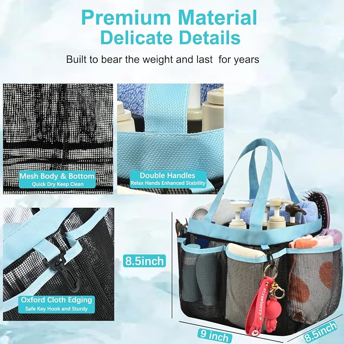 Haundry Mesh Shower Caddy Tote, Large College Dorm Bathroom Organizer - Image 4