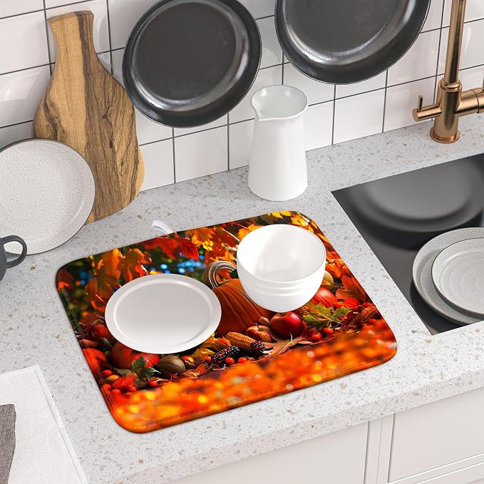 Fall Harvest Pumpkin Dish Drying Mat - Image 6