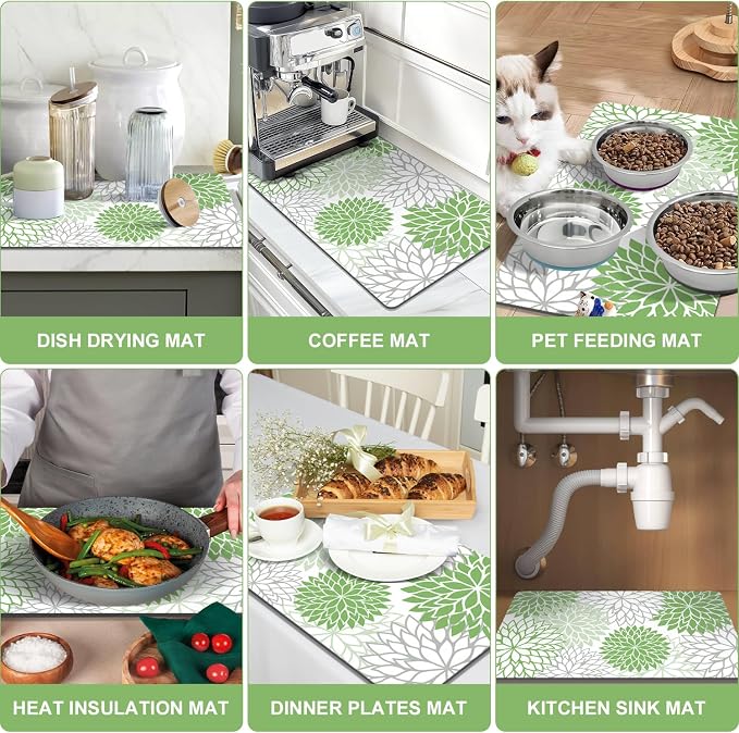 Findosom 2PCS 12" x 20" Dish Drying Mat & 24" x 5.5" Sink Splash Guard - Image 7