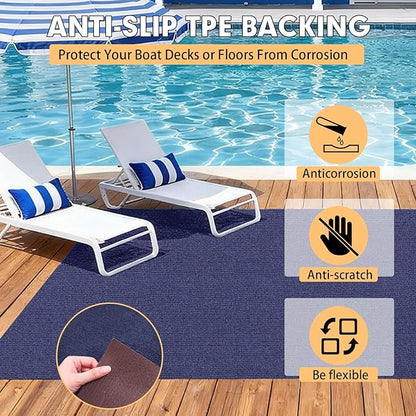 Marine Carpet,6 FT x 23 FT Deep Blue Indoor Outdoor Carpet 0.2" Thick Boat Carpet with Water-Proof TPE Backing, Non-Slide Outdoor Marine Carpet Roll for Home, Patio, Porch, Deck