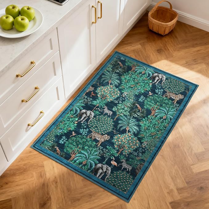 GarveeHome Jungle Rug 2x3 Animal Print Rugs Non Slip Washable Front Door Rug by GarveeHome