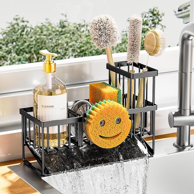 Cisily Sink Caddy With Smiley Face Sponge Holder, 304 Stainless Steel Rustproof by CISILYHOMELIFE