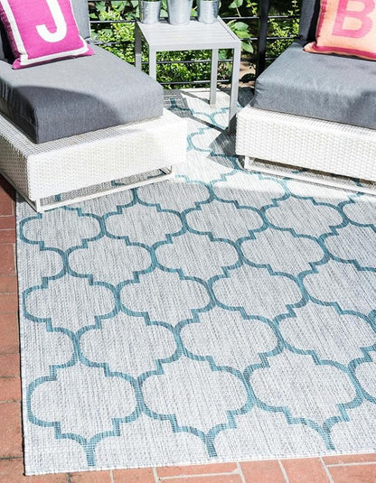 Unique Loom Outdoor Trellis Collection Area Rug (2' x 3' 1" Rectangle, Gray/ Ivory)