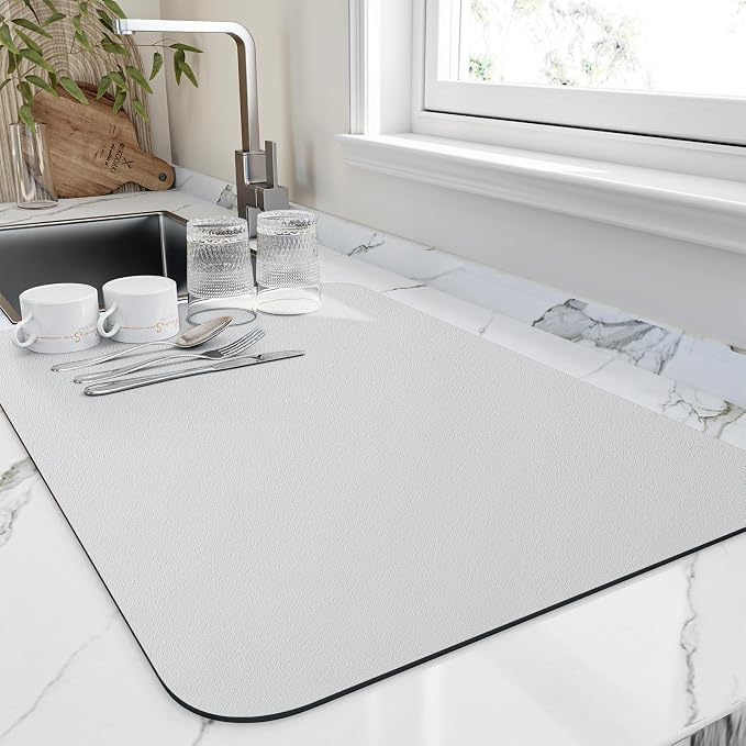 Dish Drying Mat for Kitchen Counter, Heat Resistant Drainer Mats by HotLive