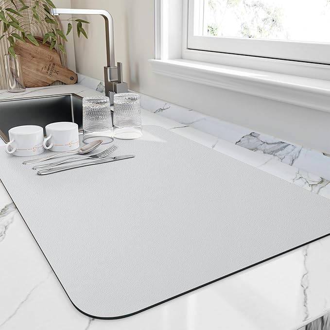 Dish Drying Mat for Kitchen Counter, Heat Resistant Drainer Mats by HotLive