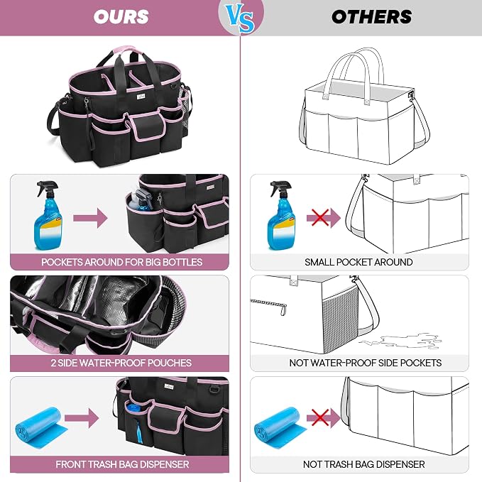 LoDrid Cleaning Caddy Bag with Handle and Shoulder Strap, Cleaning Supplies - Image 5