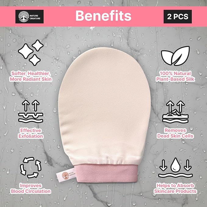 – Vegan Silk Exfoliating Glove for Face, and Hands | Natural Body Scrubber for - Image 2