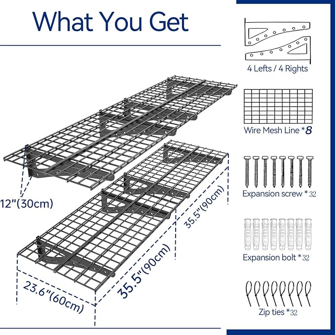 Heavy Duty Garage Wall Shelving, 2x6ft Wall Mounted Storage Shelves - Image 3
