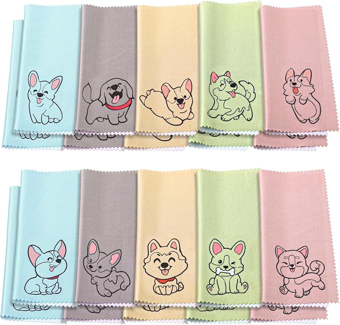 WILLBOND 20 Pcs Microfiber Cleaning Cloth Cute Dog Design Microfiber Cloth Soft by Willbond+Technology+Limited