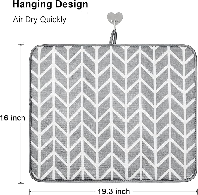 SUBEKYU Dish Drying Mat for Kitchen Counter, Absorbent Microfiber Dishes - Image 4