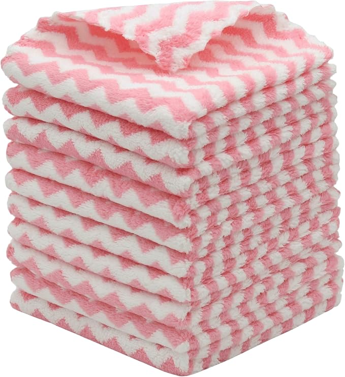 Microfiber Cleaning Cloth Lint Free Cleaning Rags, 10 Pack Fast Drying Dish Rags by HFGBLG