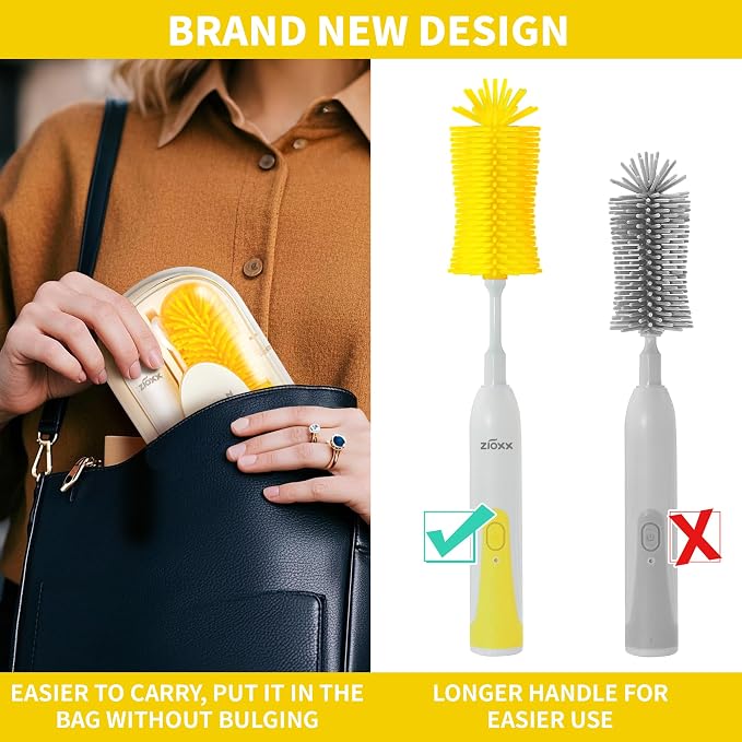 Electric Bottle Brush Cleaner New Upgrade, Portable Electric Baby Bottle Brush - Image 2