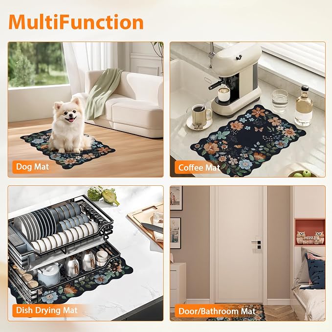 Scalloped Bohemian Coffee Bar Mat Dish Drying Mats - Image 8