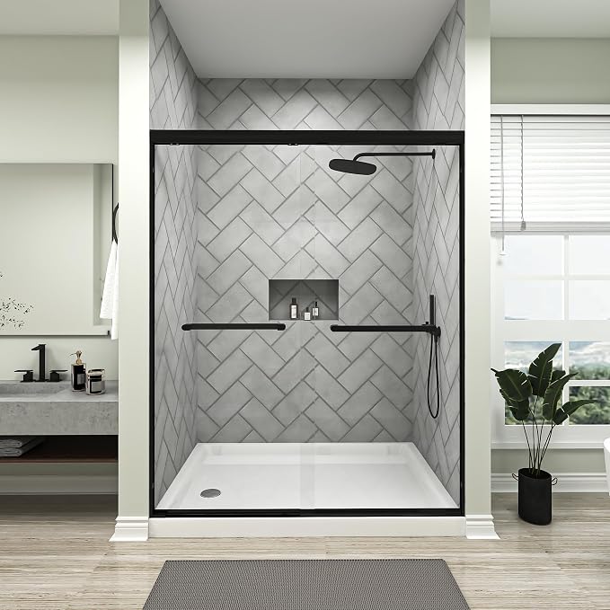50-54x72 Inch Semi-Frameless Double Sliding Shower Door by TrumbeakFurniture