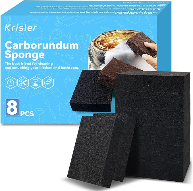 8pc Black Carborundum Sponge Nano Emery Sponges Caspian Stone Pot Clean Brush by Kirsler