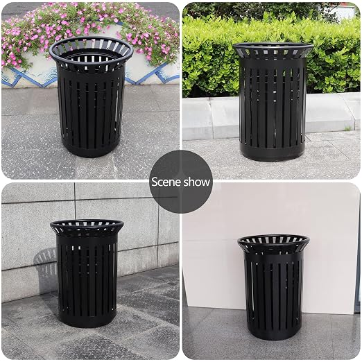Outdoor Metal Slatted Trash Receptacle, Waste Receptacle，Commercial Trash Cans - Image 4