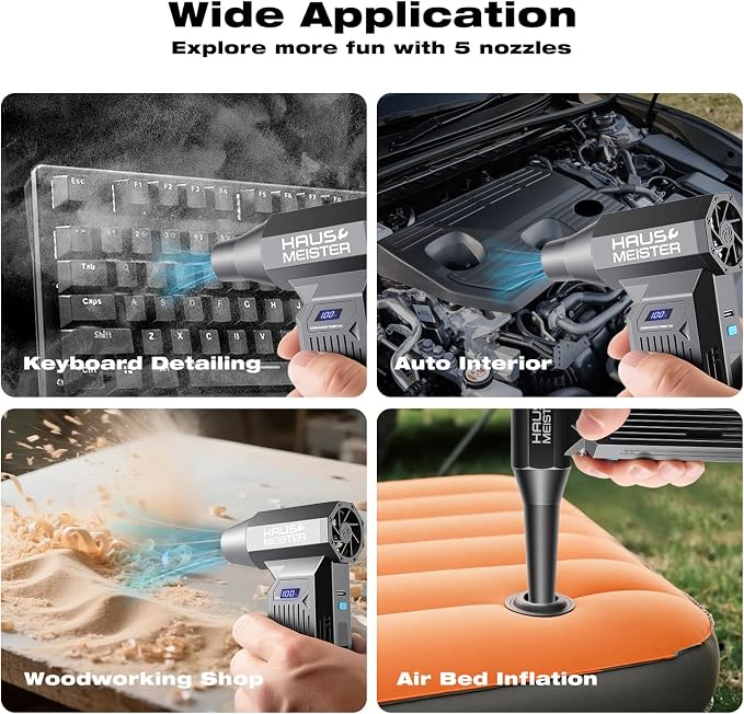 Electric Air Duster Rechargeable, HAUSMEISTER Airflex Turbo 150, 000 RPM - Image 5