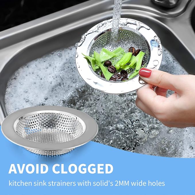 Mudder 3 Pcs Kitchen Sink Drain Strainer and Stopper Stainless Steel Garbage - Image 4