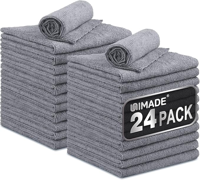 Microfiber Cleaning Cloth, 24 Pack Reusable Microfiber Towels by Unimade