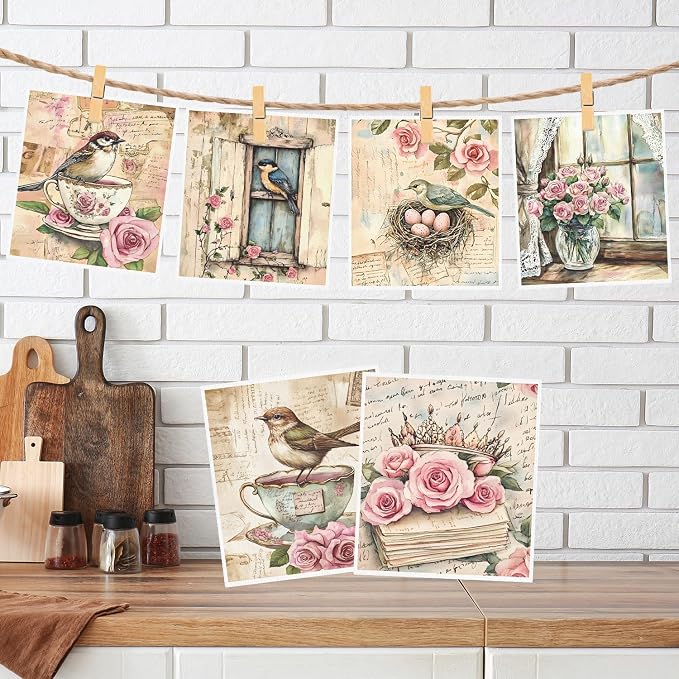 Floral Swedish Dishcloths for Kitchen, 6 Pack Flower and Birds Reusable Dish - Image 5