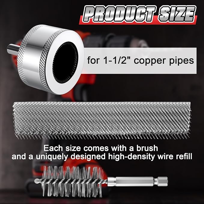 1-1/2" Copper Pipe Cleaner for Drill - Image 4