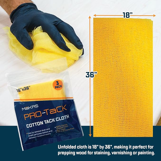 MāKRS 18" x 36" Pro-Tack Tack Cloth, Remove and Trap Dust Particles, 100% Cotton - Image 3