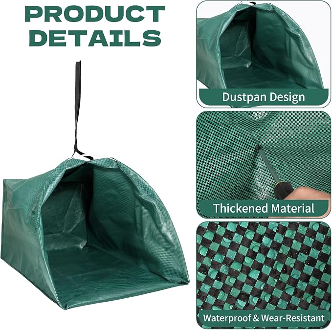 2-Pack Dustpan-Type Yard Waste Bags, 72-Gallon Reusable Lawn Bags - Image 3