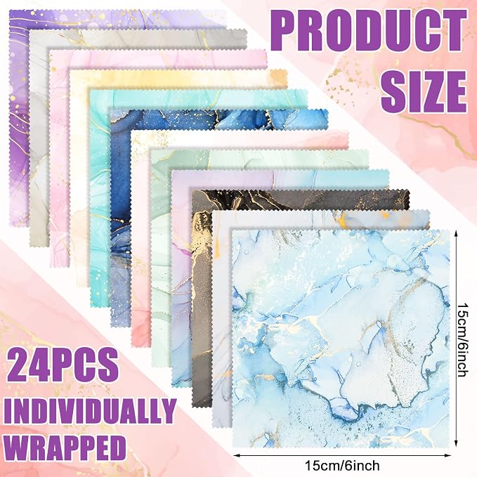 24 Pcs Marble Eyeglasses Cleaning Cloths Microfiber Lens Cleaning Cloths Soft - Image 3