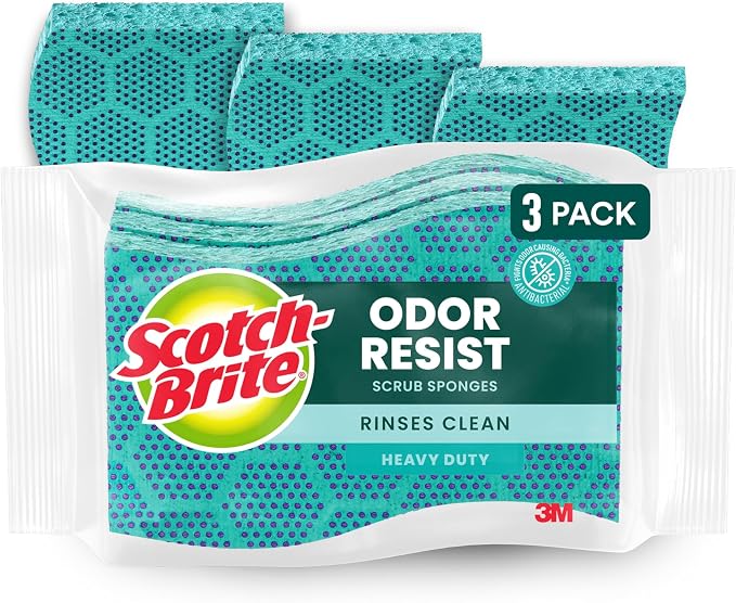 Scotch-Brite Odor Resist Heavy Duty Scrub Sponge, Dishwasher-Safe Kitchen by Scotch-Brite
