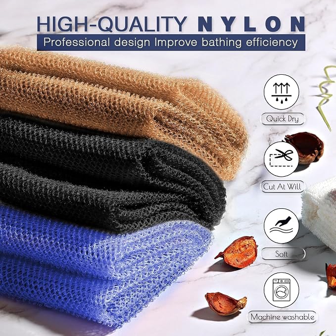 3 Pieces African Bath Sponge African Net Long Net Bath Sponge Exfoliating - Image 4