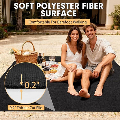 Marine Carpet, 5 FT x 20 FT Black Indoor/Outdoor Carpet, 0.2" Thick, Non-Slip, Waterproof, Machine Made, High Pile, Rectangular Area Rug