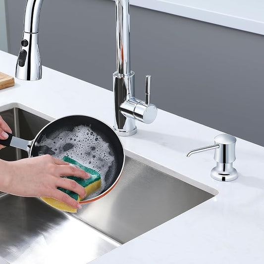 Soap Dispenser for Kitchen Sink Chrome Upgrade Built-in and Refill-from-Top - Image 2