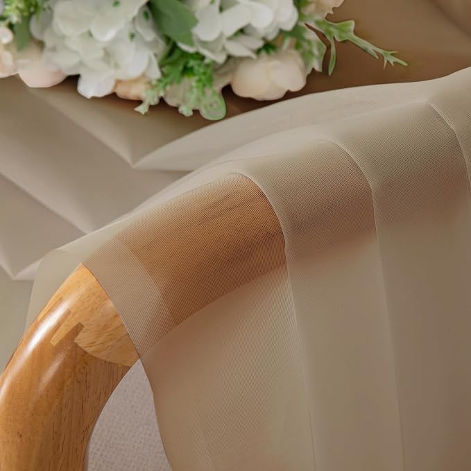 Chyhomenyc Taupe Sheer Curtains 54 Inch Long 2 Panels, Light Filtering Rod - Image 8