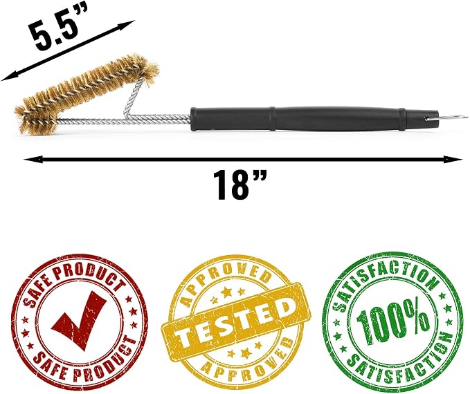 Grillaholics Brass Grill Brush – Safe BBQ Brush - Image 3