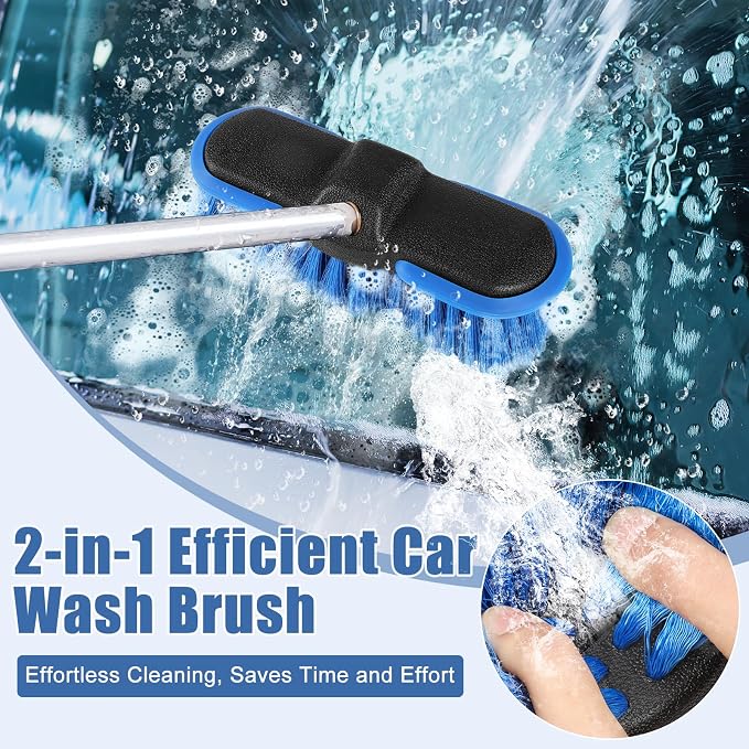 Car Wash Brush Head with Soft Bristle, Car Cleaning Brush with Protective Bumper - Image 4