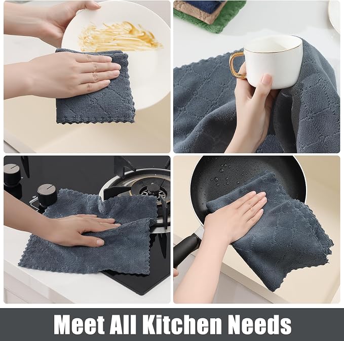 Homaxy Kitchen Towels and Dishcloths Set, 10 x 10 and 13 x 19 Inches, No Lint - Image 5