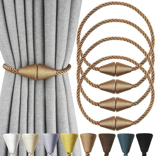 4 Pack Magnetic Curtain Tiebacks Rope Modern Handmade Curtain Tie Backs by CurtianTiebacks