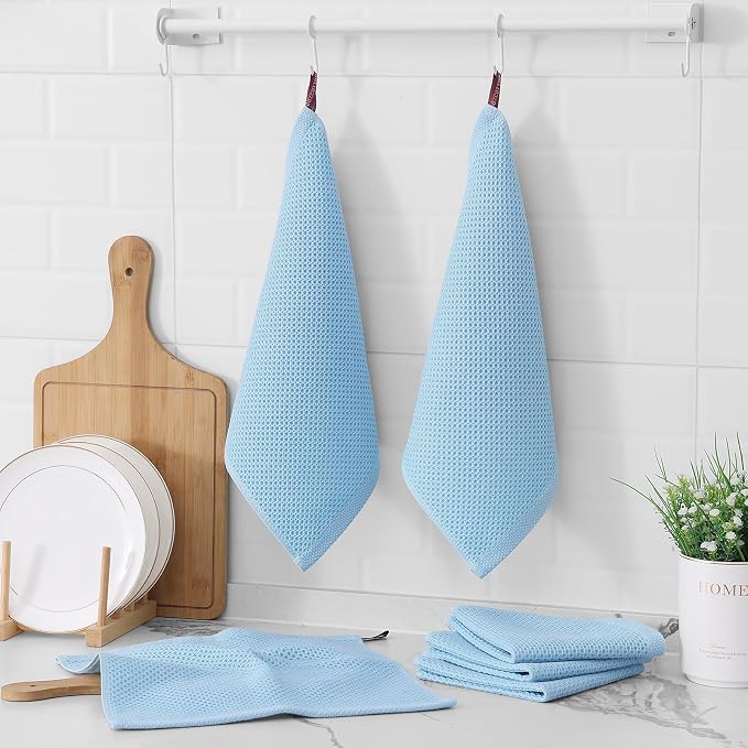 Kitinjoy 100% Cotton Kitchen Dish Cloths, 6 Pack Waffle Weave Ultra Soft - Image 6