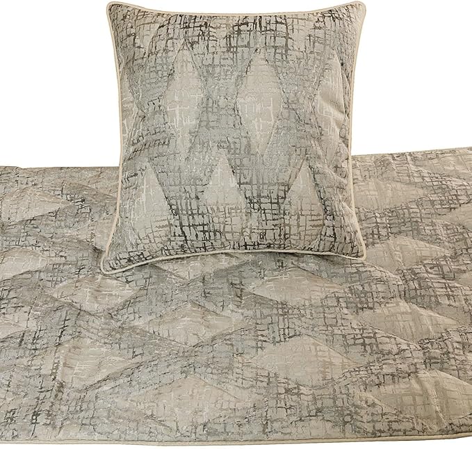 The HomeCentric King Queen Twin Grey Decorative Twin 53"x18" Bed Runner Without Pillow Cover, Quilted Bed Scarf on Jacquard Fabric - Graphitti Grey