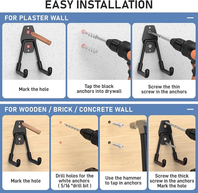 42 Pack Garage Hooks Heavy Duty, Rust-Resistant Solid Steel Wall Mount Hangers - Image 5